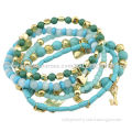 String elasticity bracelet with blue glass beads, turquoise and opal, OED/ODM orders are welcome